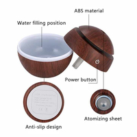 Diffuseur d'huiles essentielles en bois avec logo personnalisé, interface USB, mini humidificateur d'air portable avec lumière