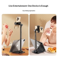 Support de téléphone portable et tablette en métal réglable, pliable, portable, double vue, pour diffusion en direct et vidéo