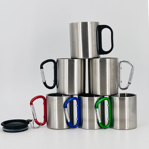 Taza de Acero Inoxidable OEM con Mosquetón, 220ml 350ml 400ml, Portátil, para Camping, Viajes, Aire Libre, con Anillo en D, Aislamiento al Vacío de Doble Pared - Product Image 1