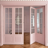 Portes intérieures pliantes à 4 panneaux, style français, en placage de bois MDF, avec vitrage simple, insonorisées, pour séparation de pièce (cuisine et maison)