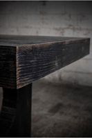 Modem meubles de ferme en bois de luxe brutal carré en bois véritable 6 Saeater Table à manger de cuisine en bois