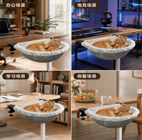 Hamac de bureau pour chat avec deux pinces, amovible et lavable, lit pour chat en peluche douce antidérapante pour les grands chats
