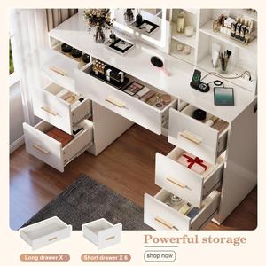 Cómoda Moderna de Madera Blanca con Espejo Iluminado para Dormitorio y Uso en Hoteles, Tocador <span class=keywords><strong>Infantil</strong></span> - Product Image 5