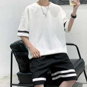 Polo de sport d'été pour homme avec col à revers, manches courtes, séchage rapide, coupe ample, polyester/coton satiné et pantalon long - Product Image 2