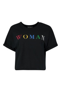 Camiseta Corta de Algodón con Bordado de Arcoíris Personalizada para Mujer de Verano - Product Image 3