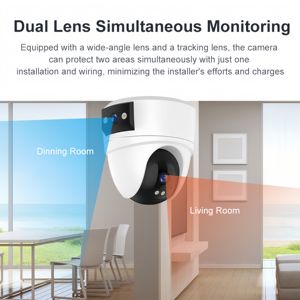 Caméra PTZ WiFi 360° 6MP HD Capteur CMOS Carte SD & Stockage Cloud IP66 Étanche Audio Bidirectionnel Surveillance Bébé Intérieur Sécurité - Product Image 5