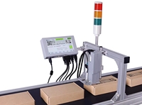 Nieuwe 12,7 mm TIJ industriële online inkjetprinter met hoge nauwkeurigheid voor het automatisch printen van houdbaarheidsdata op flexibele materialen, geschikt voor huisdierenvoedingsdozen en maskers.