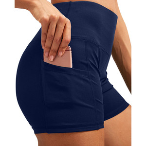 Pantaloncini Yoga a Vita Alta Calcao con Tasca - Blu Navy - Product Image 2
