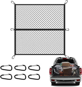 ตาข่ายพับเก็บได้สำหรับบรรทุกสัมภาระในกระบะรถกระบะและท้ายรถ SUV ขนาด 4'x4' แข็งแรงพิเศษ ยืดหยุ่นได้ มาพร้อมคลิปคาราไบเนอร์ 6 ตัว ใช้ได้สองแบบ - Product Image 1