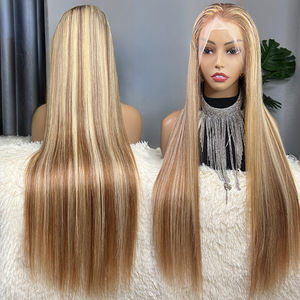 วิกผมแท้ 100% สำหรับผู้หญิงผิวขาว ราคาโรงงาน วิกผมตรงแบบ Bone Straight HD Lace Front Wig ขนาด 13x4  แบบ Ombre Highlight  วิกผมหน้าผากแบบ Lace Frontal ขนาด 13x6 - Product Image 3
