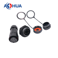 Conector de montaje de Panel trasero tipo soldadura de 6 pines IP67 Circular plástico macho hembra Pug Led controlador de iluminación a proyecto de panel