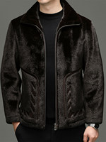 Manteau en fausse fourrure marron de qualité supérieure pour homme, col à revers, épais et chaud, certifié OEKO-TEX, OEM ODM