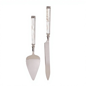 Outils de gâteau de serveur de nourriture de couleur argentée d'acier inoxydable avec des poignées de nacre - Product Image 1