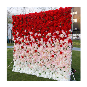 5D arrotolare la <span class=keywords><strong>tenda</strong></span> piena di rosso rosa blu viola bianco 3D rosa sfondo graduale fiore muro di fiori per matrimonio Baby Shower decorazione - Product Image 1