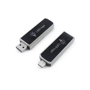 레이저 로고가있는 라이트 업 USB 8GB 16GB 32GB 64GB 128GB USB2.0 USB3.0 커스텀 메탈 펜드라이브