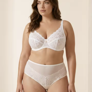 Ropa Interior de Dama de Cintura Alta en Tejido de Spandex/Nylon con Encaje de Hoja de Arce, Sensación Suave y Sin Costuras para Adultos - Product Image 1