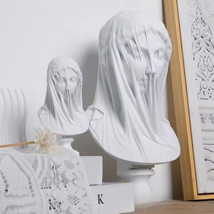 Statue de déesse grecque classique de la mythologie romaine, buste de dame voilée, Art déco, sculpture en résine blanche faite à la main pour la maison, le salon - Product Image 1