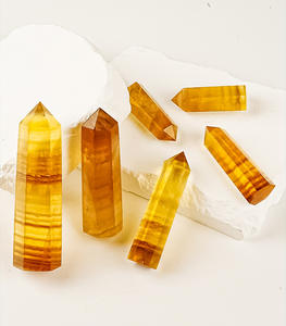 Venta al por mayor de torres de cristal de fluorita amarilla pulida de alta calidad, colección de especímenes minerales, decoración de cristales curativos - Product Image 1