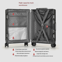 Maleta de Negocios con Apertura Frontal, 20 Pulgadas, Marco de Aluminio, con Ruedas Giratorias, Portavasos USB, Carcasa Rígida, para Viajes