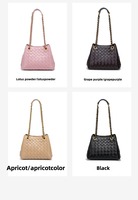 Neue modische gewebte Umhängetasche für Damen, einzelne Schultertasche, Unterarmtasche, Bucket Bag mit Kette, tragbare Damen-Clutch