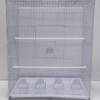 Cage de Vol Décorative Blanche pour Oiseaux, Cage en Fil Métallique avec Perchoir et Plateau Amovible, Cage d'Élevage pour Canaris, Pinsons, Perroquets