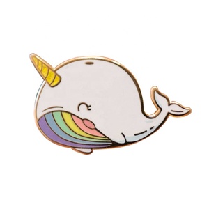 Venta caliente de encargo de Kawaii esmalte de Metal Pines de solapa Arco Iris narval duro esmalte Pin - Product Image 1