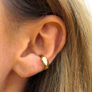 ROXI S925 Argent Sterling Polyvalent Tendance Surface Large Brillante Simple Clip d'Oreille Plaqué Or 18K - Product Image 3