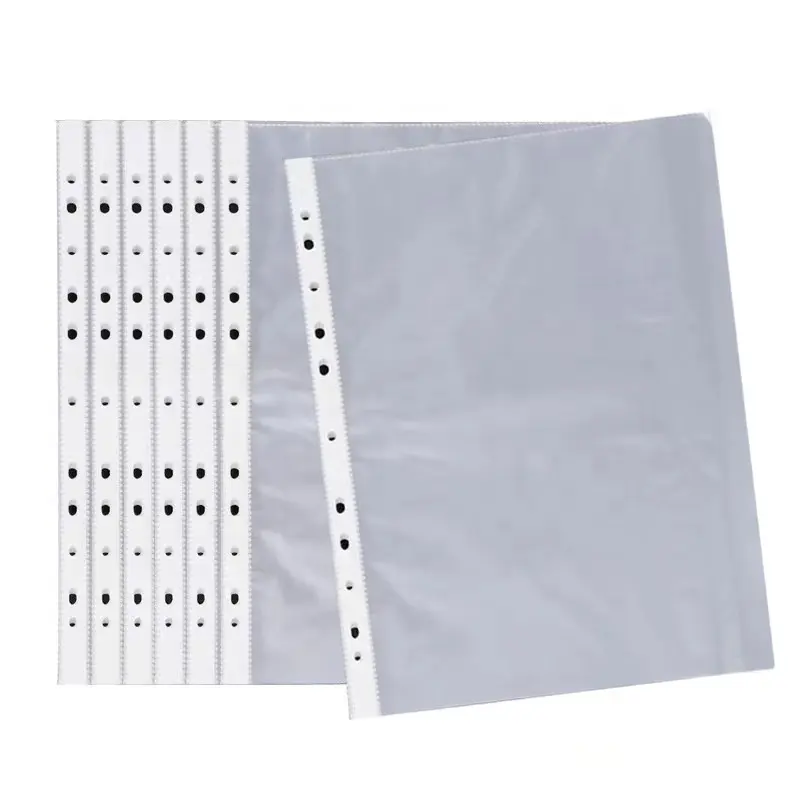 Tasche per punzonatura impermeabili in PP A4 protezione per fogli trasparenti 11 fori pellicola protettiva per documenti trasparenti per documenti