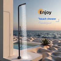 Colonne de douche en acier inoxydable brossé, robinet de sol extérieur, douche verticale à effet pluie, double pommeau en céramique, certifiée CE SASO UPC