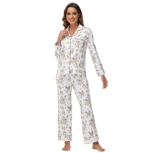 Conjunto de Pijamas Clásicos de Manga Larga para Mujer, de Algodón, Suaves y Transpirables, con Spandex/Algodón/Fibra de Bambú, para Primavera, Verano y Otoño - Product Image 2