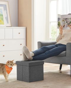 Petit pouf de rangement pliable repose-pieds 12.2x16.1x12.2 pouces Capacité de charge de 286 lb Repose-pieds de rangement en cube - Product Image 5