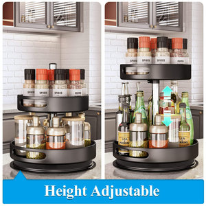 Étagère de rangement de cuisine personnalisée en usine autoportante avec étagères réglables Étagère de rangement ronde à 2 couches en acier inoxydable pour cuisine - Product Image 4