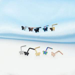 Nouveau piercing de nez en forme de 7, exportation européenne et américaine, accessoire de piercing, acier inoxydable, dessin animé, petit - Product Image 3