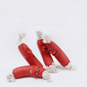 卸売レッドビニールペットおもちゃホットドッグきしむ子犬ペット噛むソーセージ犬のおもちゃ - Product Image 2