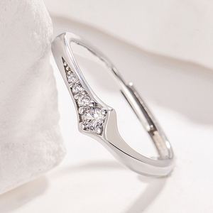 Anillos de Pareja, Anillo Plateado en Platino con Circonita Blanca Cuadrada, Anillos Ajustables para Pareja, Joyería de Boda para Mujer y Hombre - Product Image 3
