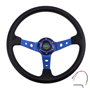 Volante Sportivo Universale Da 14 Pollici In PU E Alluminio – Per Auto Da Corsa E Simulatori (Nero, Con Pulsante Clacson)