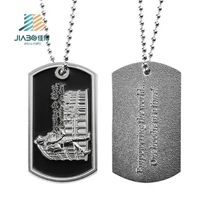 Great Quality Custom Italy Metal Silver Enamel 3D Pendant Dog Tag Dogtag Men Necklace With Ball Chain