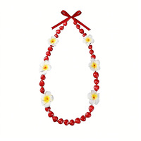 Afstudeerseizoen Faux Nut hangerketting & Plumeria acrylstenen kralenband set voor studenten