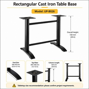 Pied de table de restaurant commercial en fonte noire mate, colonne en acier, tige filetée réglable, 14,5 kg, prix DDP USA - Product Image 3
