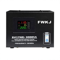 Régulateur de tension monophasé entièrement automatique noir 3KVA SVC TND industriel en cuivre avec écran LCD