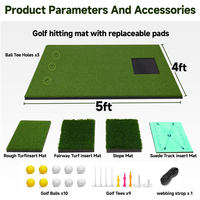 Tapis de frappe de golf Premium 5x4ft 4 inserts interchangeables tapis d'entraînement conduite écaillage balançoire 4-en-1 tapis de golf épaissi