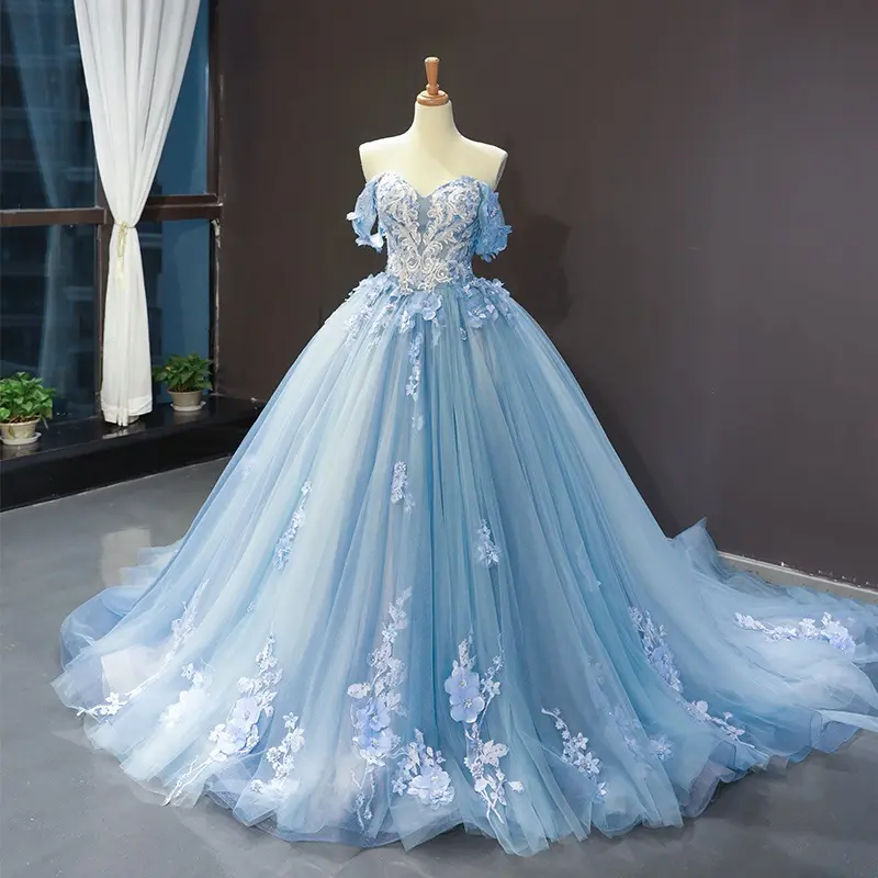 Ln76 Nieuwe Aankomst Lente Lichtblauwe Verjaardag Zeemeermin Prinsessenfeestjurk Elegante Feestkleding Jurken Voor Dames