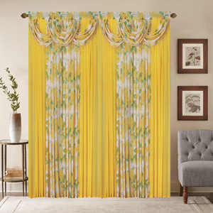 Ensemble <span class=keywords><strong>de</strong></span> rideaux <span class=keywords><strong>de</strong></span> fenêtre transparents à motifs floraux <span class=keywords><strong>de</strong></span> luxe, avec cantonnière, pour salon et chambre, lot <span class=keywords><strong>de</strong></span> 2 - Product Image 5