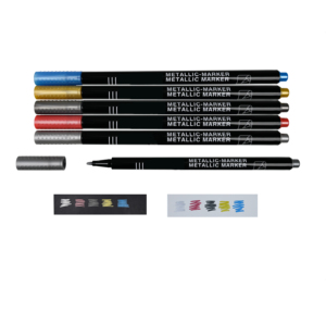Promozione grande vendita metallo <span class=keywords><strong>pennarello</strong></span> indelebile 5 set di colore <span class=keywords><strong>punta</strong></span> proiettile su carta nera varie superfici medie - Product Image 1