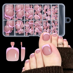 120 faux ongles de pieds blancs à presser, couleur nude rose, couvrance totale, pour le <span class=keywords><strong>nail</strong></span> <span class=keywords><strong>art</strong></span> quotidien des pieds - Product Image 3
