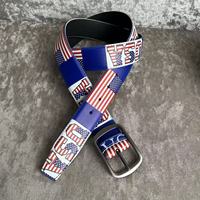 Ceinture Jiahao pour homme, motif drapeau américain, style streetwear, boucle en alliage, ceinture patriotique, ceintures avec inscription USA