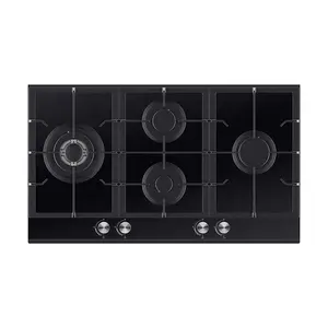 Moda Design Atraente Hob Fogão A Gás Fogão De Vidro Bocal De Jato Queimador De Ferro Fundido 4 Anéis Fogão A Gás De Cozinha Rápida