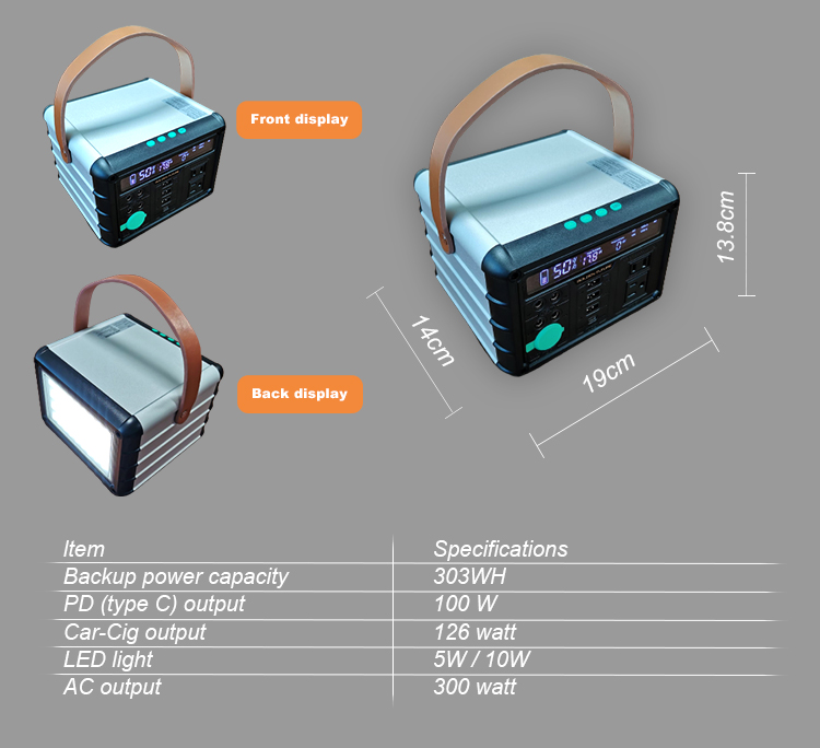 Multifunctional 300w 303Wh Solar Generator Portable Power Station Battery