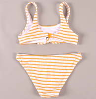 Traje de baño de dos piezas de moda para niños de diseño superior alto OEM traje de baño de playa de verano a rayas naranjas para niños