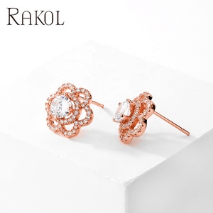 Lakor EP1088 2022 New Hollow Inlaid Zircon Flower-Shaped Fashion Bridal Boutique Women's Gold-Plated Earrings - Product Image 4
